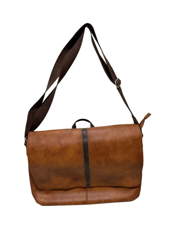 Portage Handbags - Portage Brown Faux Leather Messenger Bag Adjustable Strap Large Crossbody